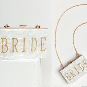 Show Me Your MuMu White and Gold Bride Clutch